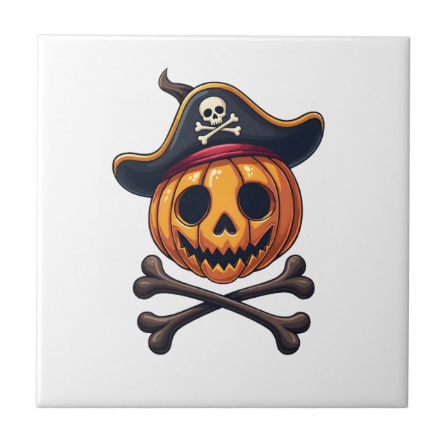 Carreau Chemise de crâne de Pirate de Citrouille � Hallowe (Devant)