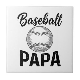 Carreau Chemise de design de gravure vintage Baseball Papa