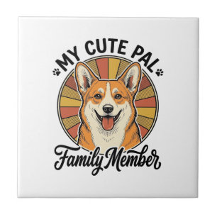 Carreau Chemise de famille Corgi Design vintage pour amour