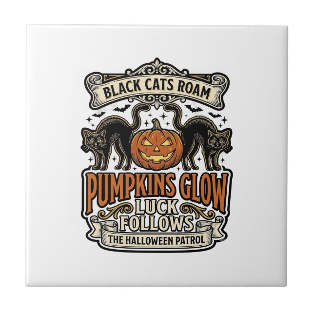 Carreau Chemise de garde de sécurité Halloween avec chats  (Devant)