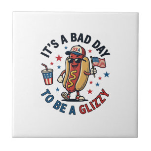 Carreau Chemise de gravure vintage de hot dog patriotique