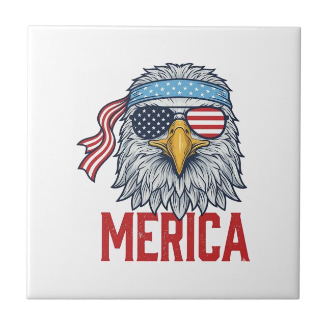 Carreau Chemise de gravure vintage Merica Eagle patriotiqu (Devant)