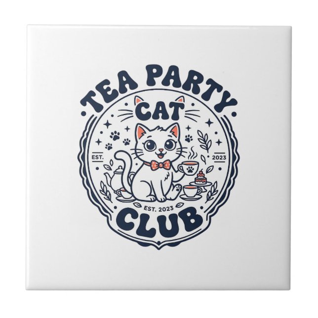 Carreau Chemise de l'amant de chat de thé Party - Chat de  (Devant)