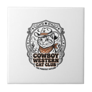 Carreau Chemise de l'amant de chat occidental Cowboy - Nou