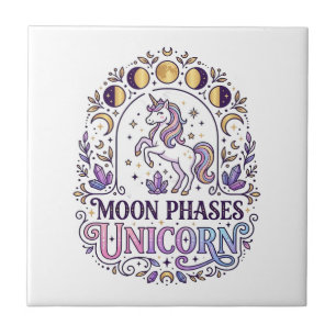 Carreau Chemise de licorne Phases lunaires Licorne Fond bl