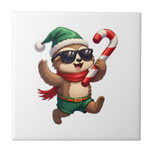 Carreau Chemise de Noël de paresseux d'elfe de bonbon à la