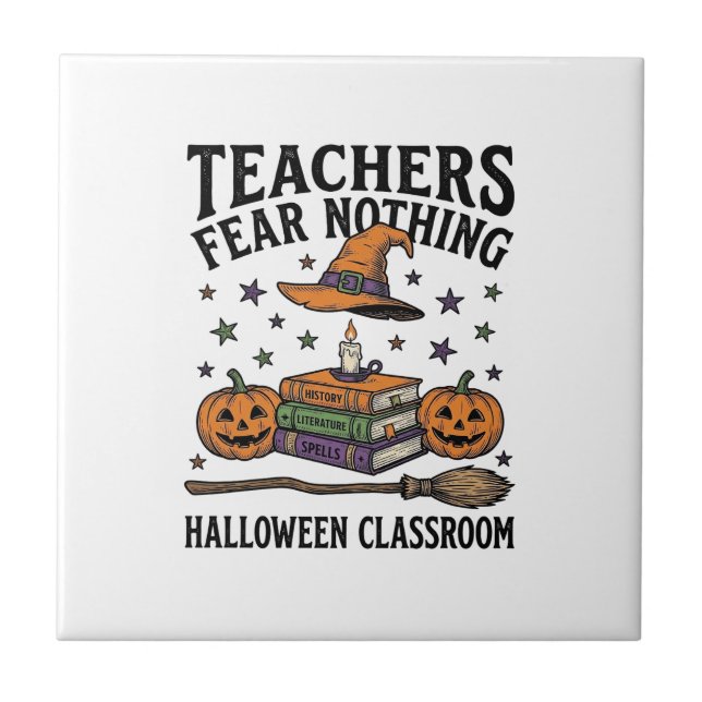 Carreau Chemise de professeur Halloween avec livres de sor (Devant)