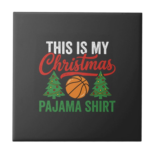 Carreau Chemise de pyjama de Noël de basket-ball (Devant)