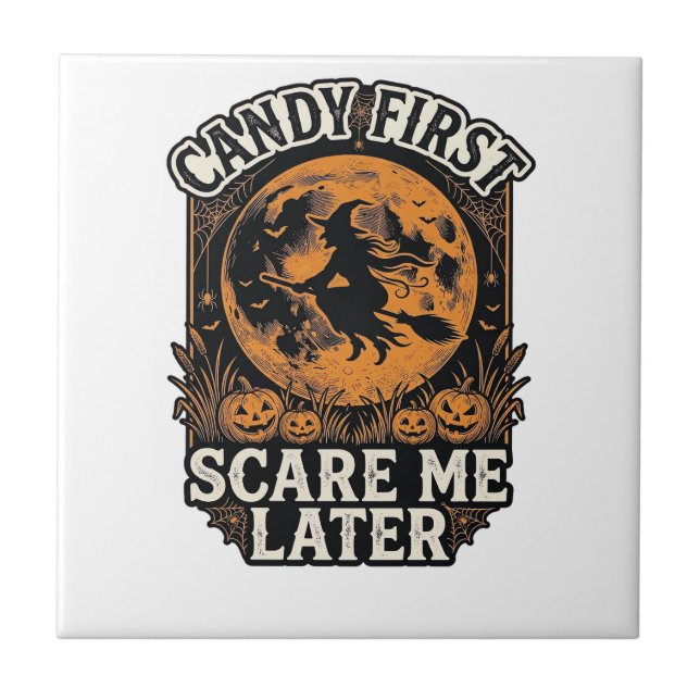 Carreau Chemise de sorcière d'Halloween Bonbons Épouvantab (Devant)