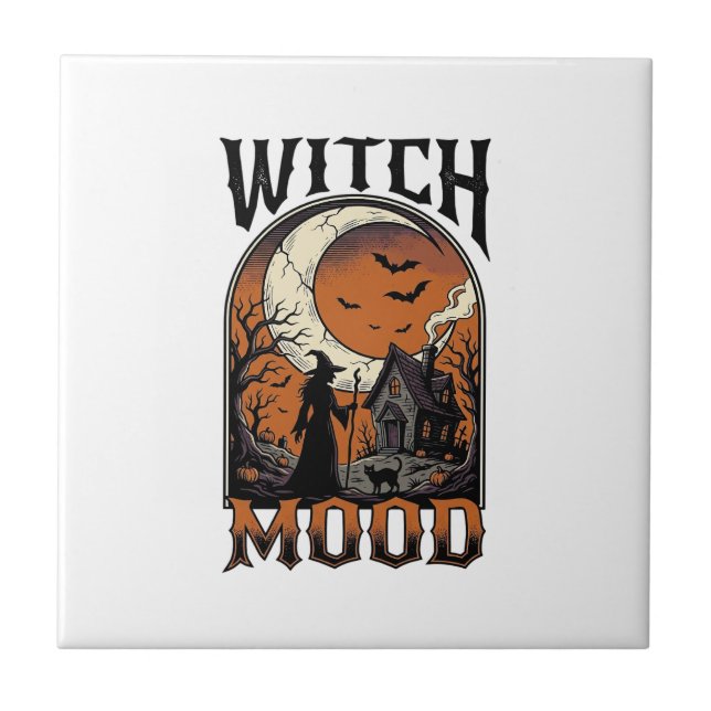 Carreau Chemise de sorcière Halloween Design de Lune Hanté (Devant)