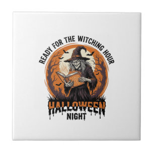Carreau Chemise de sorcière Halloween Lecture de grimoire