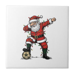 Carreau Chemise de sport de Noël Vintage Santa Soccer_1