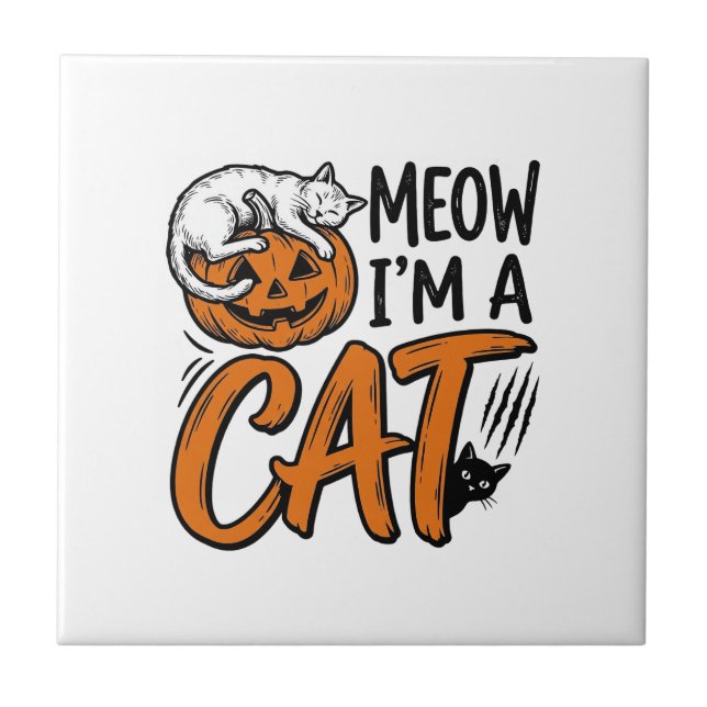 Carreau Chemise de typographie de citrouille de chat drôle (Devant)