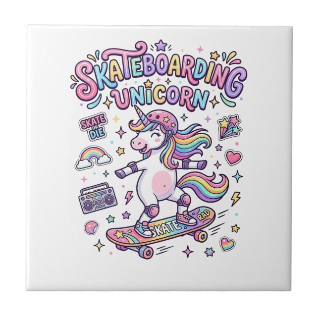 Carreau Chemise de typographie gras de licorne de skateboa (Devant)