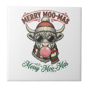 Carreau Chemise de vache de Noël Mignonne Pun de vacances
