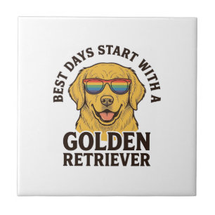 Carreau Chemise Golden Retriever avec chien à lunettes de