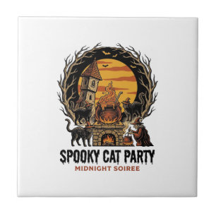 Carreau Chemise Halloween Gravure Vintage Fête de Chat Eff