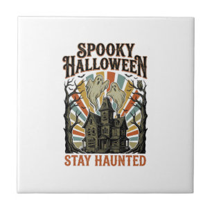 Carreau Chemise Halloween Maison Hantée avec fantôme vinta