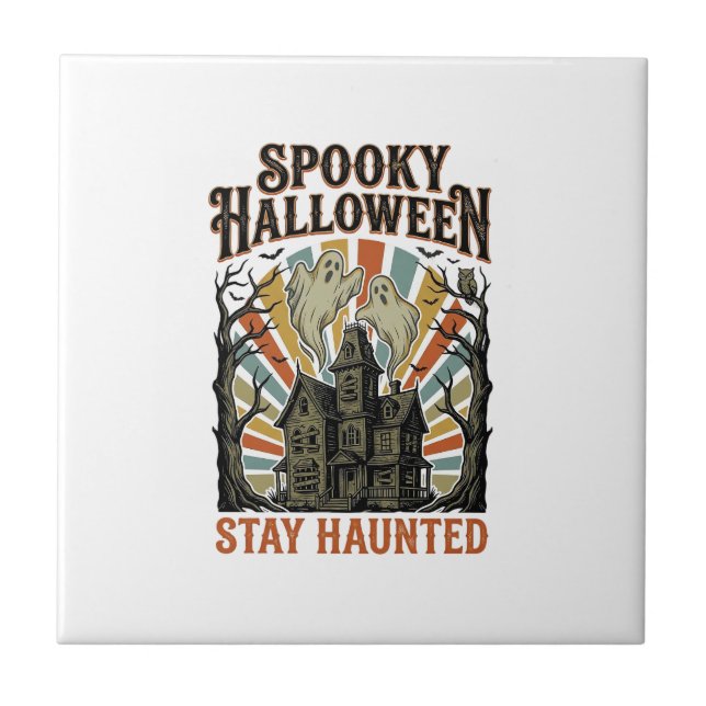 Carreau Chemise Halloween Maison Hantée avec fantôme vinta (Devant)