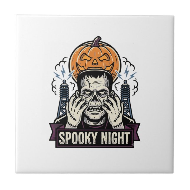 Carreau Chemise Halloween Monstre avec Gravure de Lune de  (Devant)