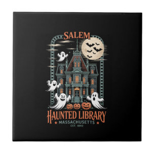Carreau Chemise Halloween Ver de Livre Bibliothèque Hantée