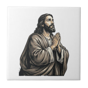 Carreau Chemise religieuse homme priant gravure vintage De