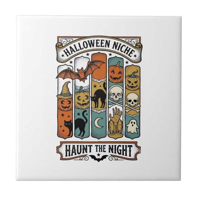 Carreau Chemise rétro Halloween avec rayure effrayante vin (Devant)
