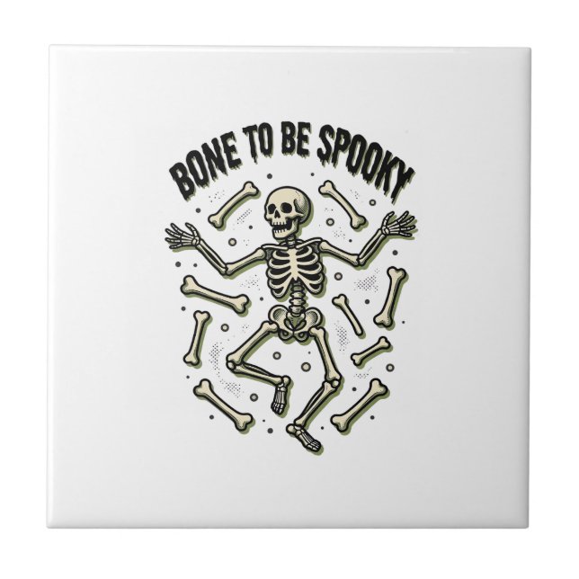 Carreau Chemise squelette effrayant Bones Desi Halloween v (Devant)