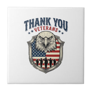 Carreau Chemise Thank You Veterans Patriotic Eagle Shield_