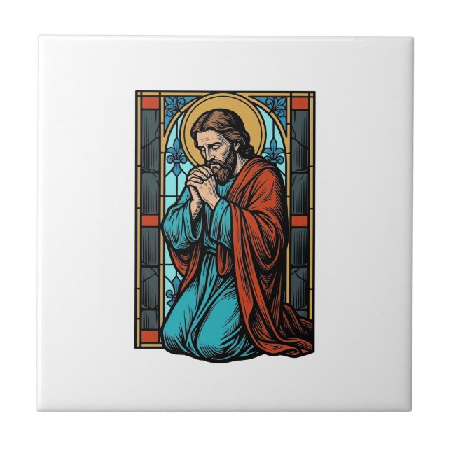 Carreau Chemise vectorielle de figure religieuse priant vi (Devant)