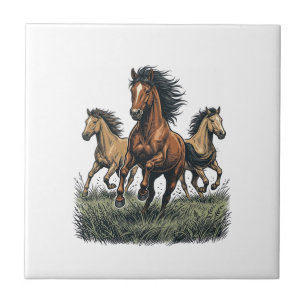 Carreau Chemise vectorielle occidentale de chevaux sauvage