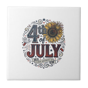 Carreau Chemise vintage 4 juillet Fleur de tournesol patri