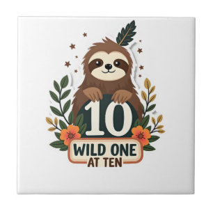 Carreau Chemise vintage de paresseux pour 10e anniversaire