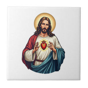 Carreau Chemise vintage gravure Sacré-Cœur Jésus 2