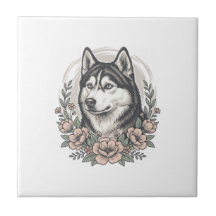 Carreau Chemise vintage Husky Floral Portrait Design_1