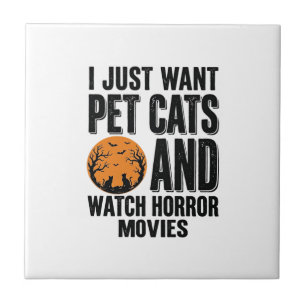 Carreau Chemises Halloween Vintage Films d'Horreur Chats d