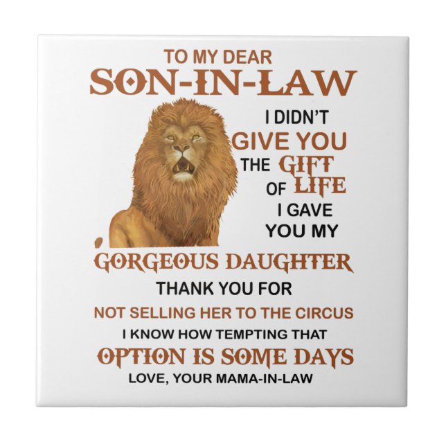 Carreau Cher gendre, je ne t'ai pas offert la vie (Devant)