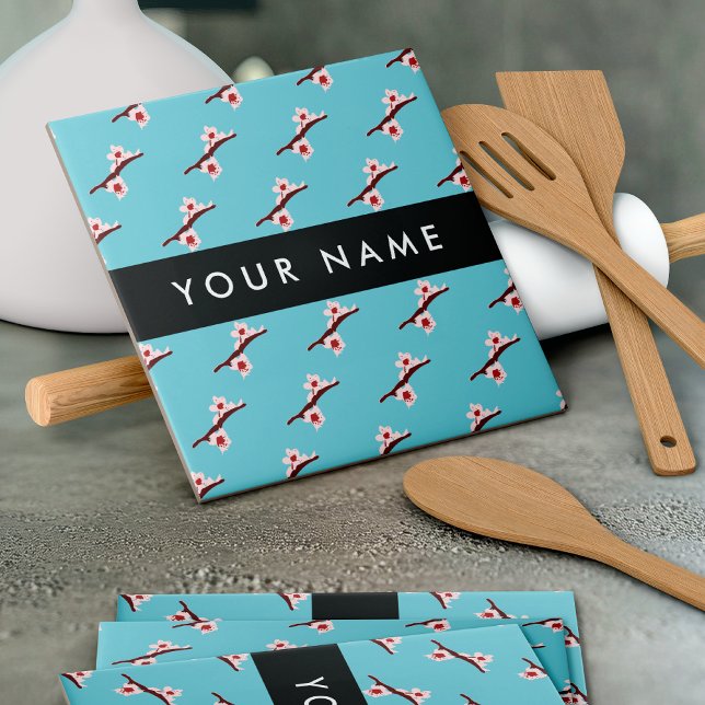 Carreau Cherry Blossom, Pink Sakura, Votre Nom (Créateur téléchargé)