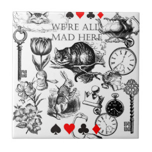 Carreau cheshire cat classique alice dans l'art du pays de