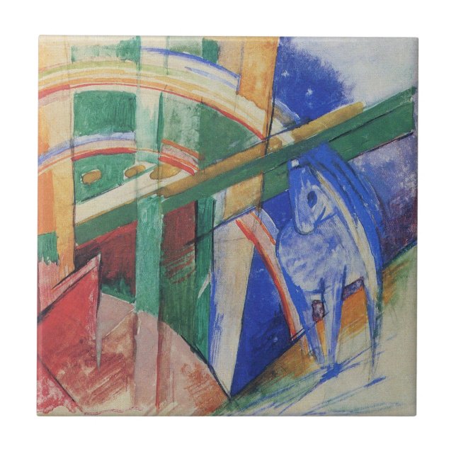 Carreau Cheval bleu avec arc-en-ciel de Franz Marc (Devant)