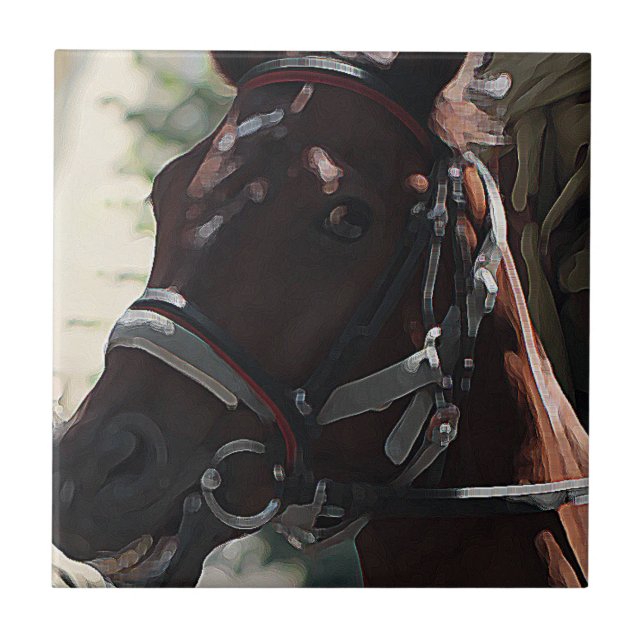 Carreau Cheval Brown Stylisé Smiling Head Sketch (Devant)