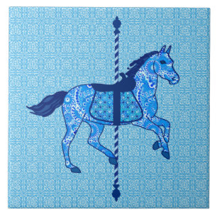 Carreau Cheval de carrousel - Cobalt et Sky Blue