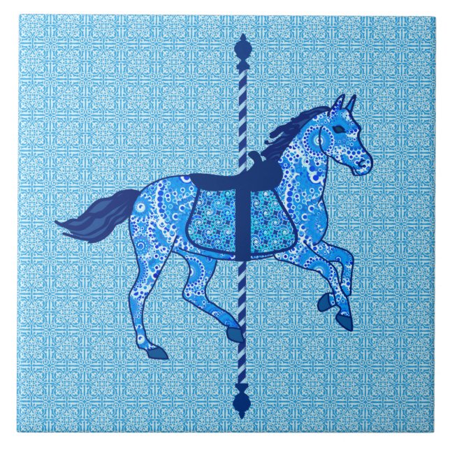 Carreau Cheval de carrousel - Cobalt et Sky Blue (Devant)