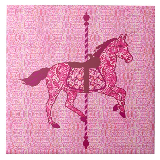 Carreau Cheval de carrousel - Fuchsia rose (Devant)
