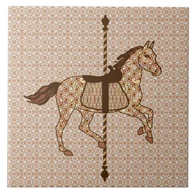 Carreau Cheval de carrousel - Marron chocolat et taupe (Devant)