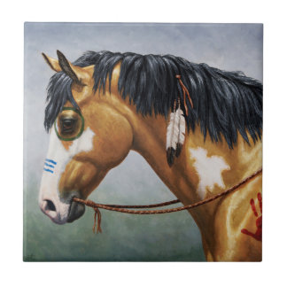 Carreau Cheval de guerre amérindien Buckskin Pinto