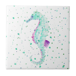 Carreau Cheval de mer turquoise et violet