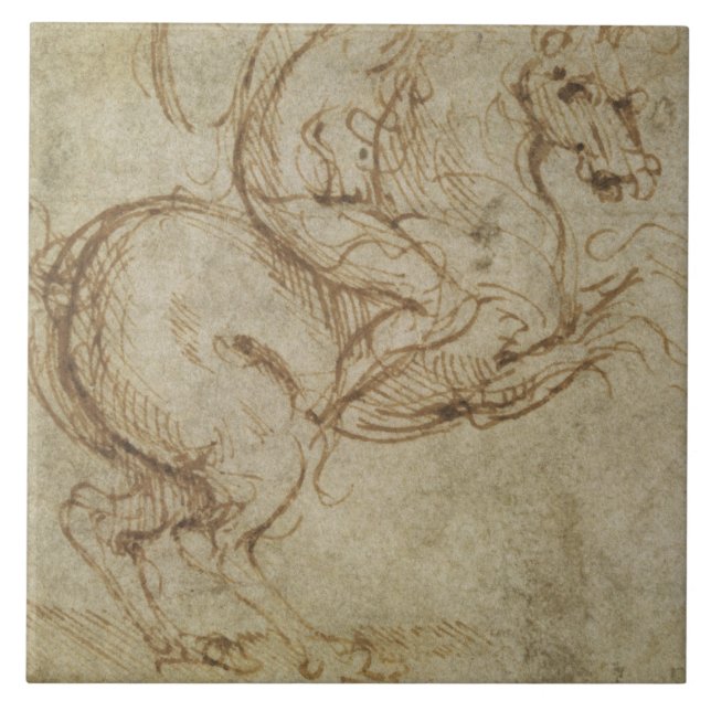 Carreau Cheval et cavalier (à l'encre sur le papier) (Devant)