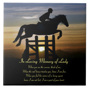 Carreau Cheval et cavalier Jumper Memorial Poème spirituel