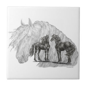 Carreau Cheval friésien Noir Manes Tails